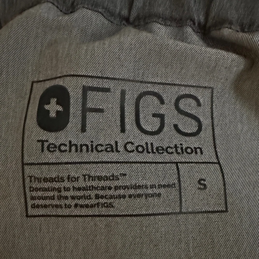 Figs Charcoal Pants with Teal Drawstring
